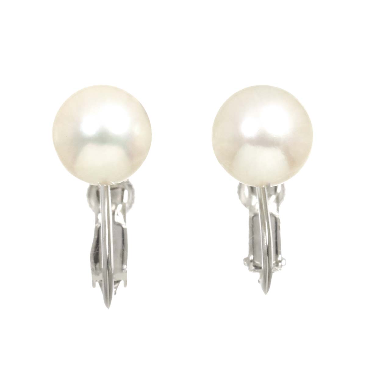 Akoya Pearl 8.0mm Earrings Clip on 18K WG White Gold 750