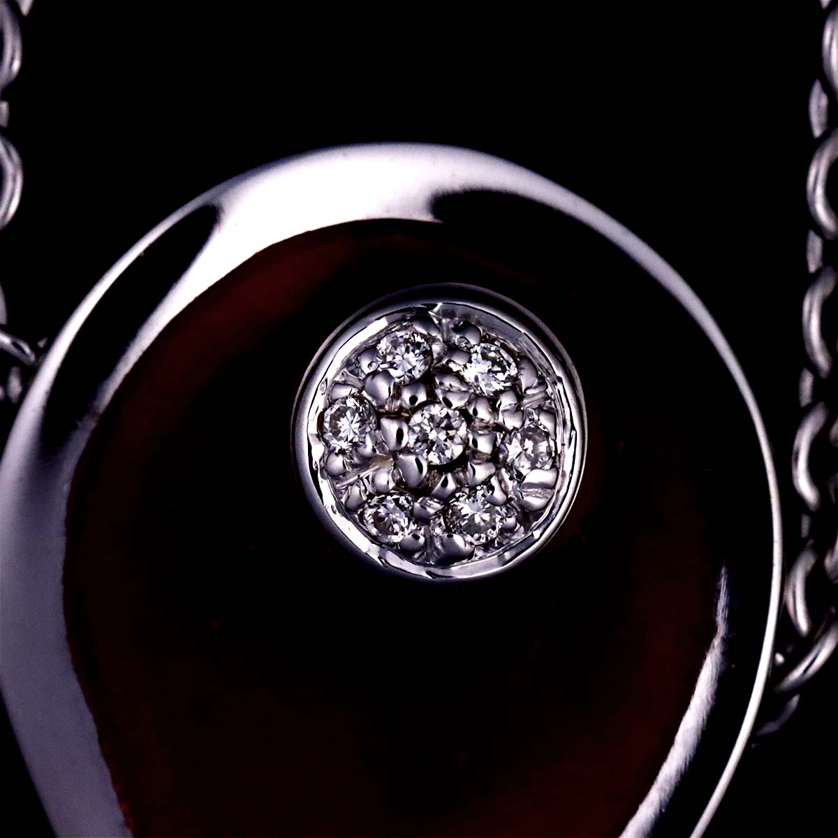 Diamond Enamel Necklace 18K White Gold 750
