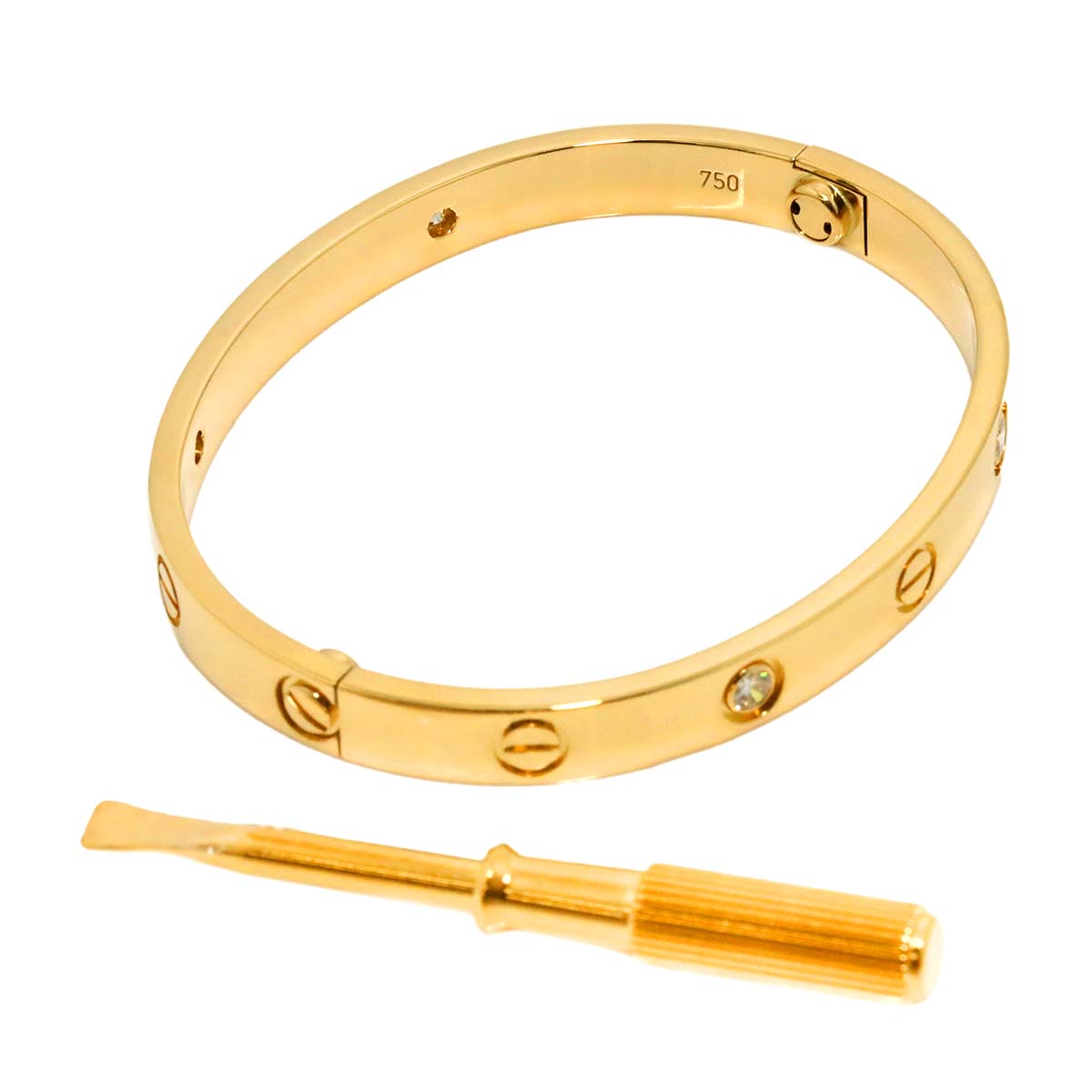 Love Bracelet Diamond 4P Bangle Bracelet 18K YG 750 Size16