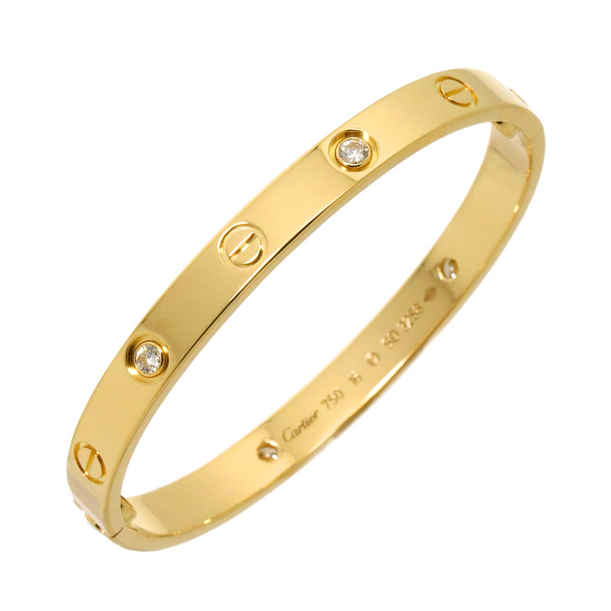 Love Bracelet Diamond 4P Bangle Bracelet 18K YG 750 Size16