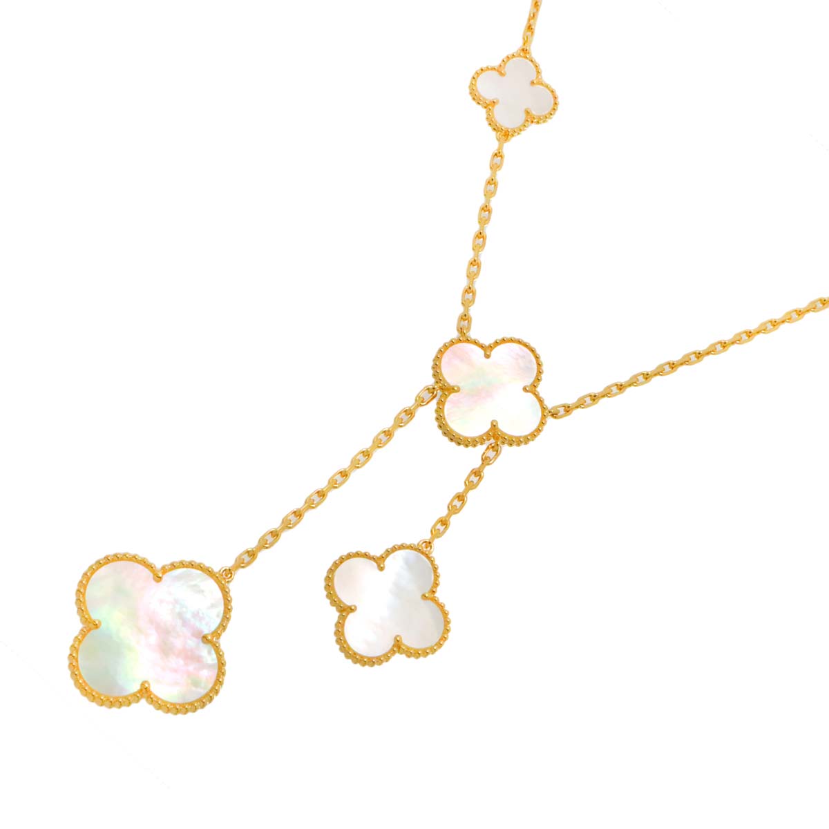 Magic Alhambra 6P Mother of Pearl MOP Necklace 18K YG