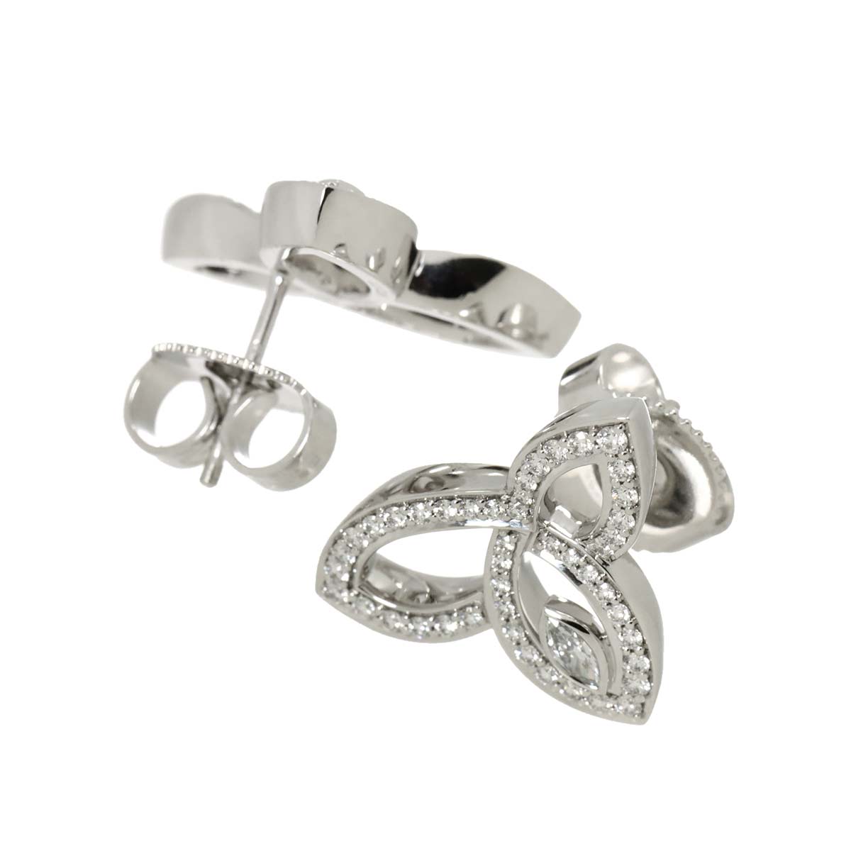 Lily cluster Diamond Earrings Pierced Platinum
