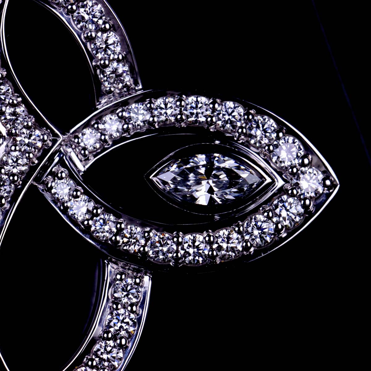 Lily cluster Diamond Earrings Pierced Platinum