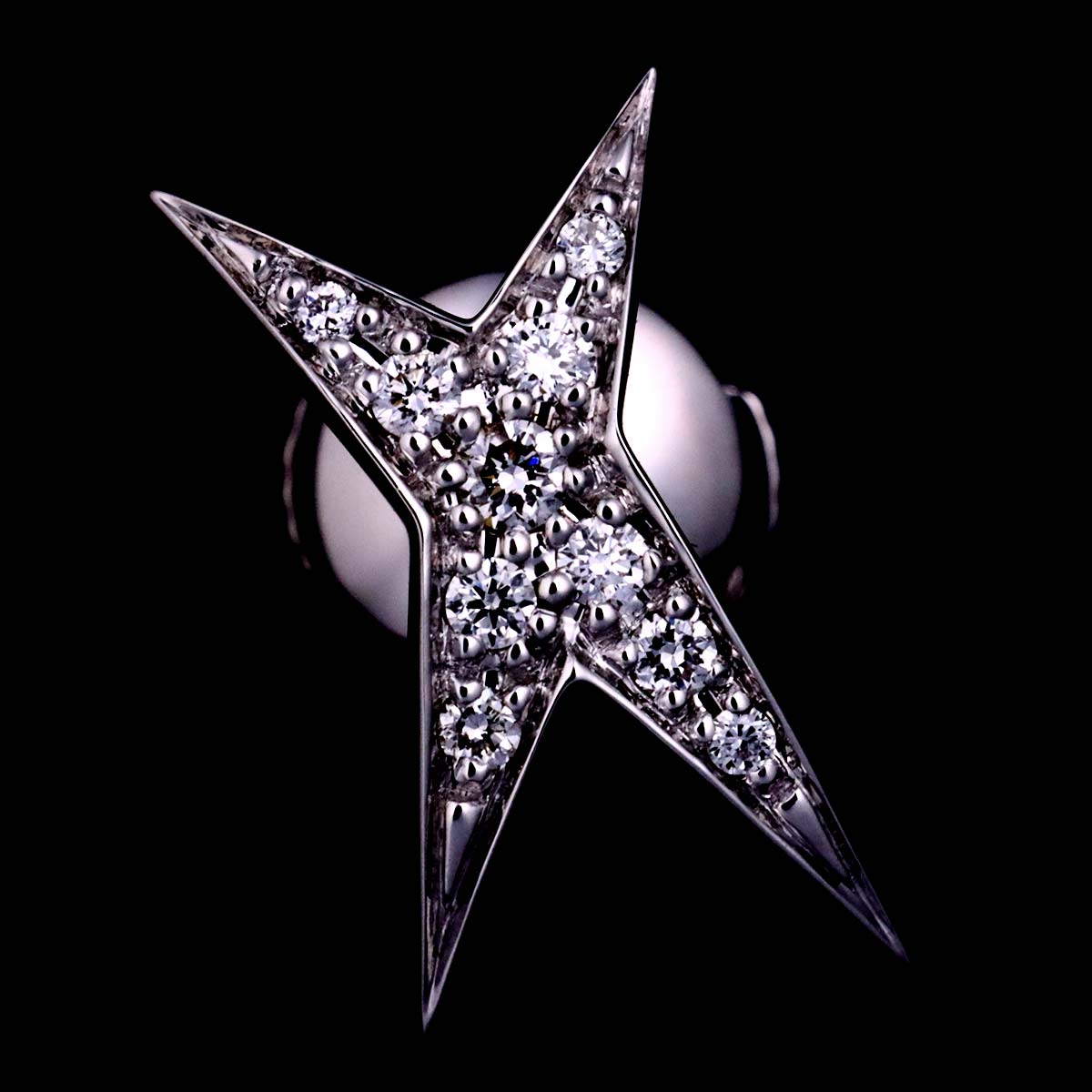 Diamond Earrings Pierced 18K WG 750 One Piece only