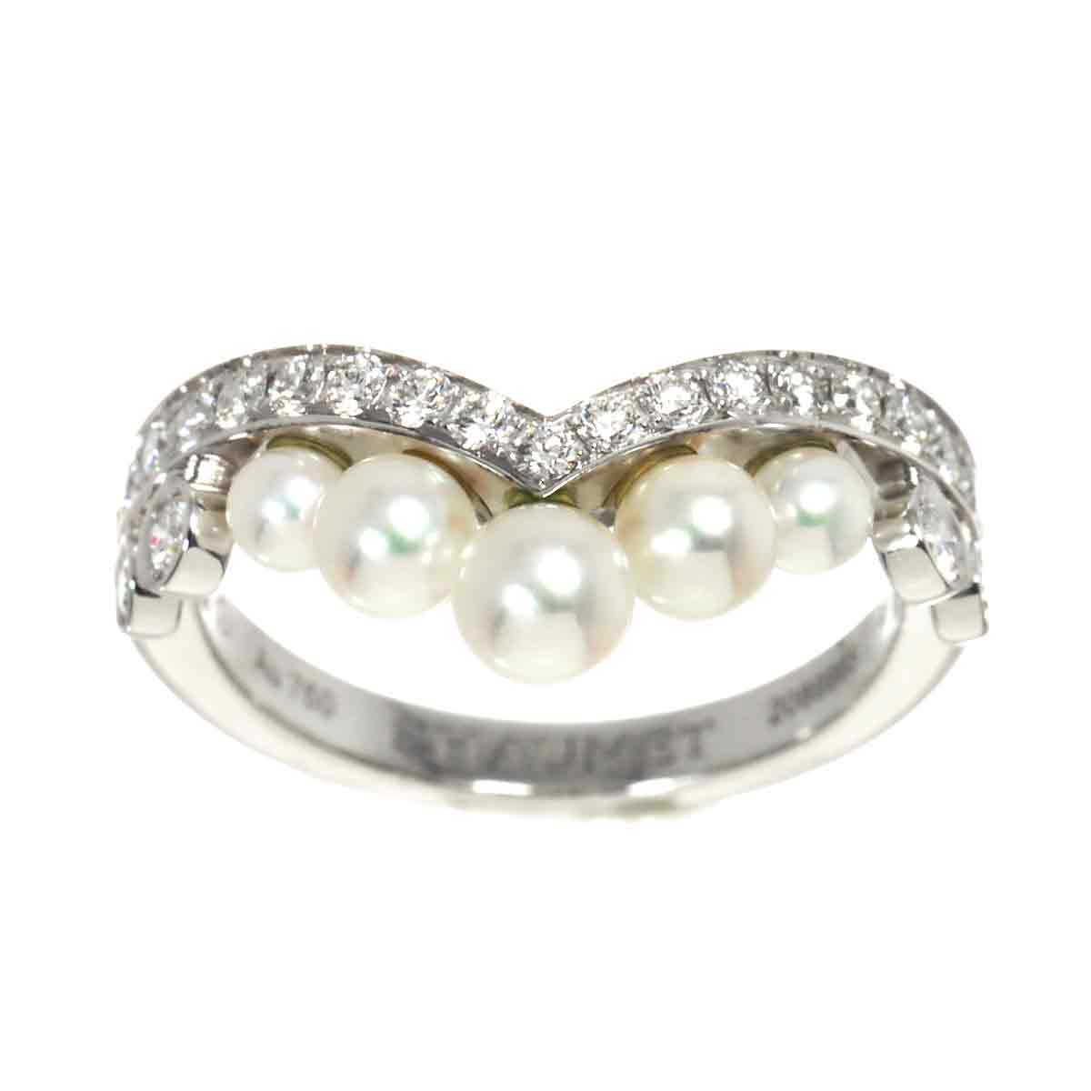 Josephine Ring Akoya Pearl Diamond 18K WG 750 Size49 4.75-5(US)
