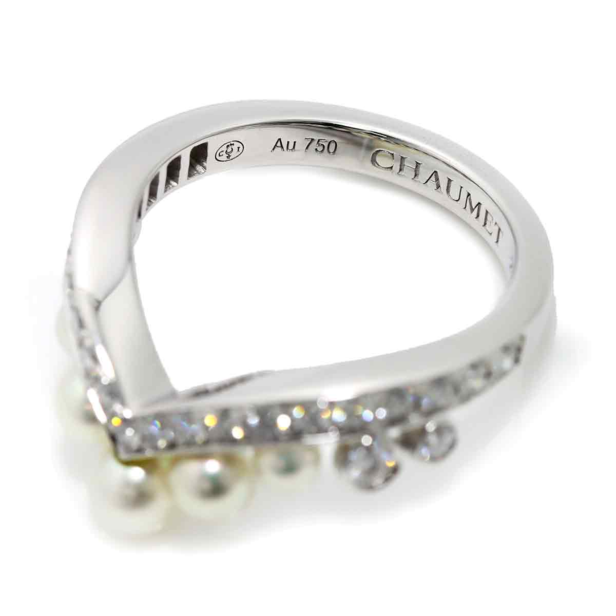 Josephine Ring Akoya Pearl Diamond 18K WG 750 Size49 4.75-5(US)