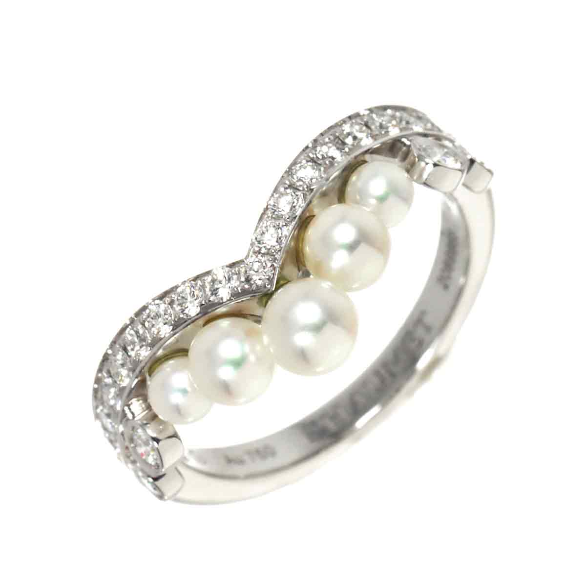 Josephine Ring Akoya Pearl Diamond 18K WG 750 Size49 4.75-5(US)