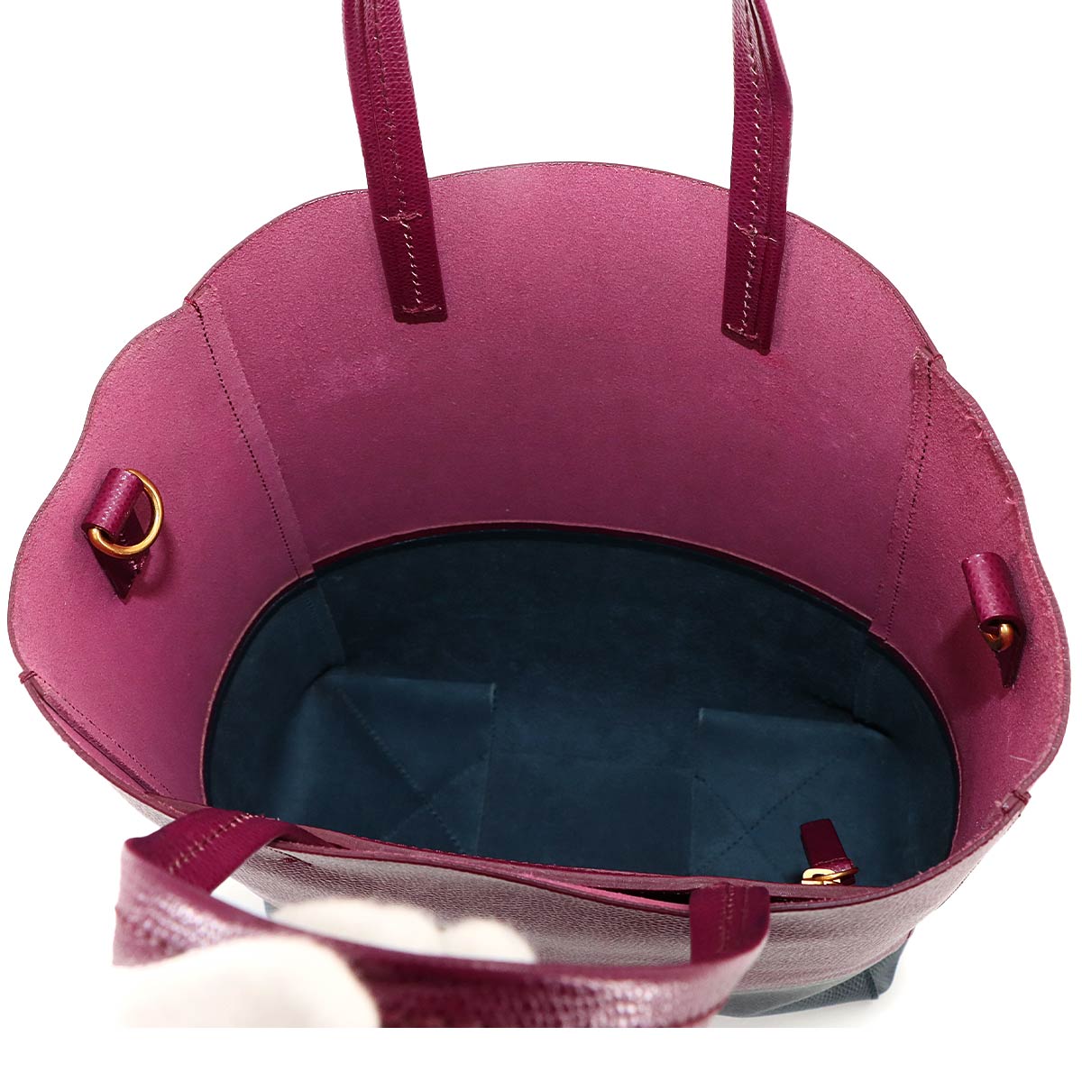 Small Vertical Cabas 2way Tote Shoulder Bag Leather Plum 176163