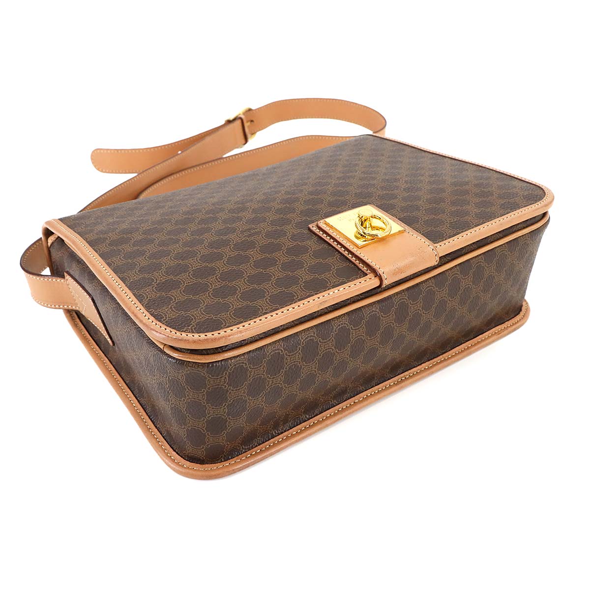 Macadam Shoulder Bag Leather PVC Brown Vintage Purse