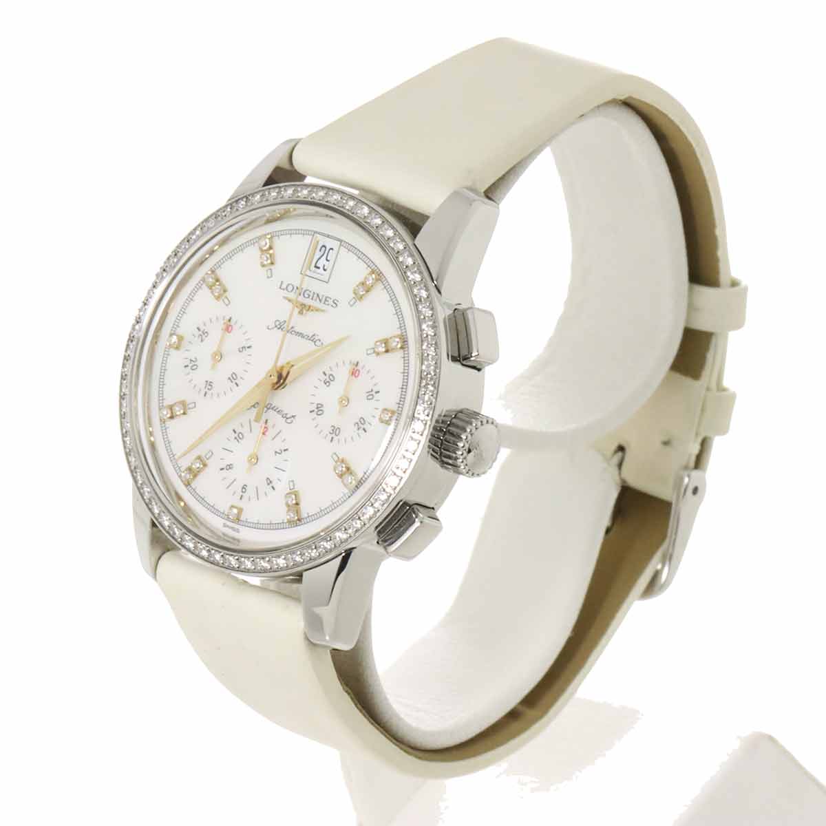 Conquest L1 141 0 Automatic Diamond Date White Shell Dial