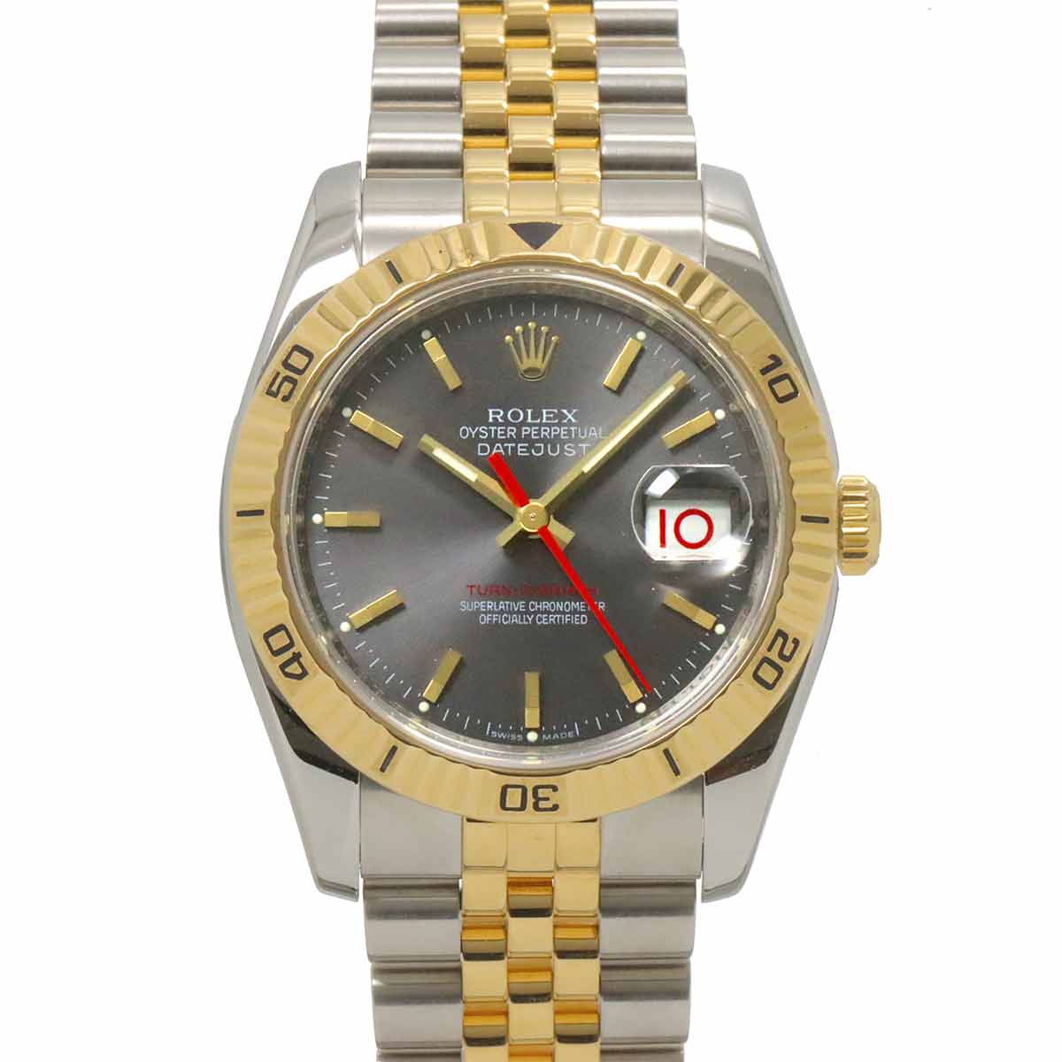 Datejust Turnograph 116263 Serial F 750 YG Gray Dial Mens