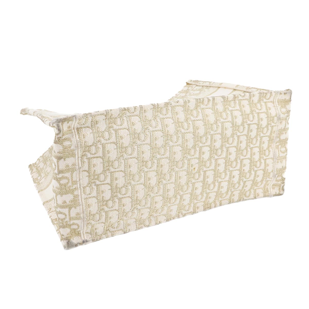 Oblique Book Tote Medium Bag Canvas Gold White