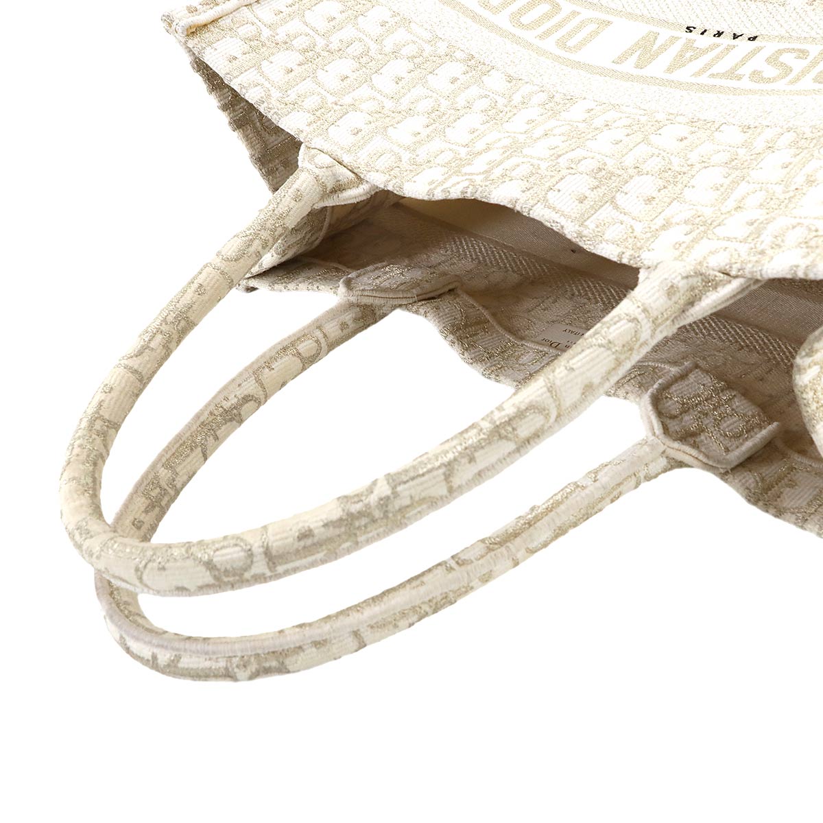 Oblique Book Tote Medium Bag Canvas Gold White