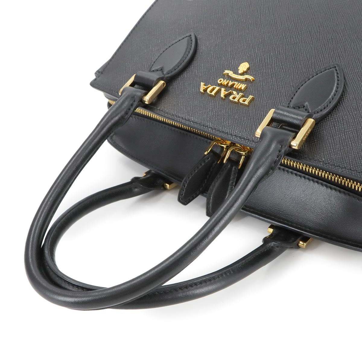 2way Hand Shoulder Bag Saffiano Leather Nero 1BA164 Black