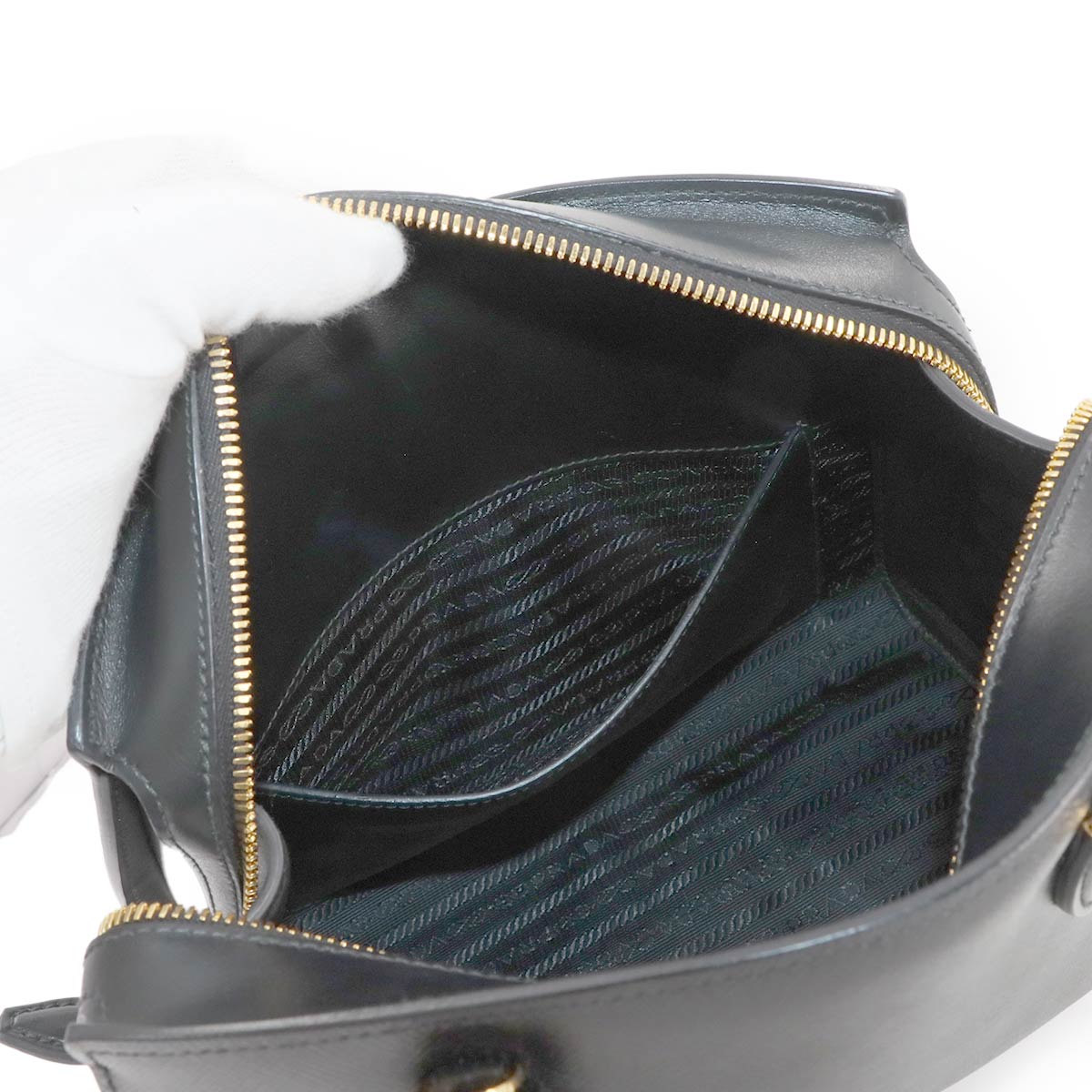 2way Hand Shoulder Bag Saffiano Leather Nero 1BA164 Black