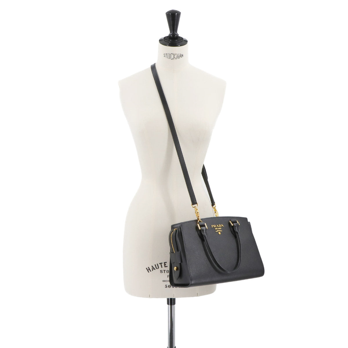2way Hand Shoulder Bag Saffiano Leather Nero 1BA164 Black