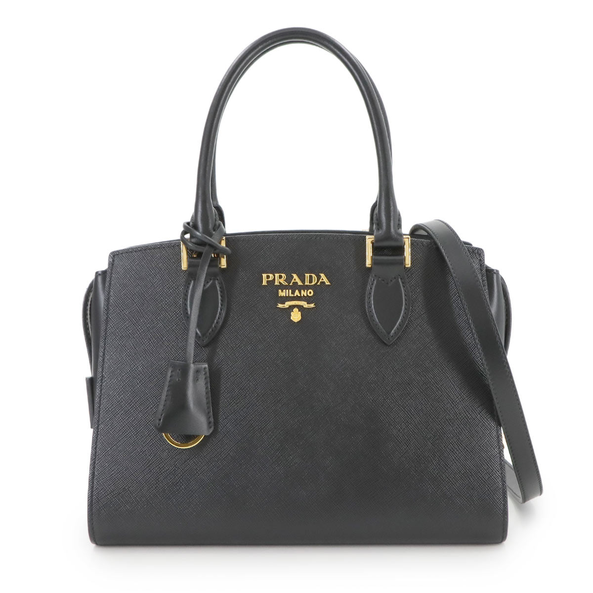 2way Hand Shoulder Bag Saffiano Leather Nero 1BA164 Black