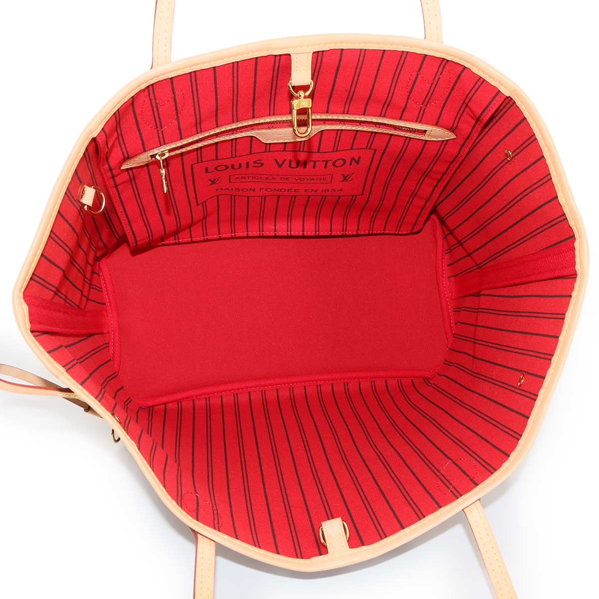 Monogram Neverfull MM Tote Bag Brown Cerise M46987