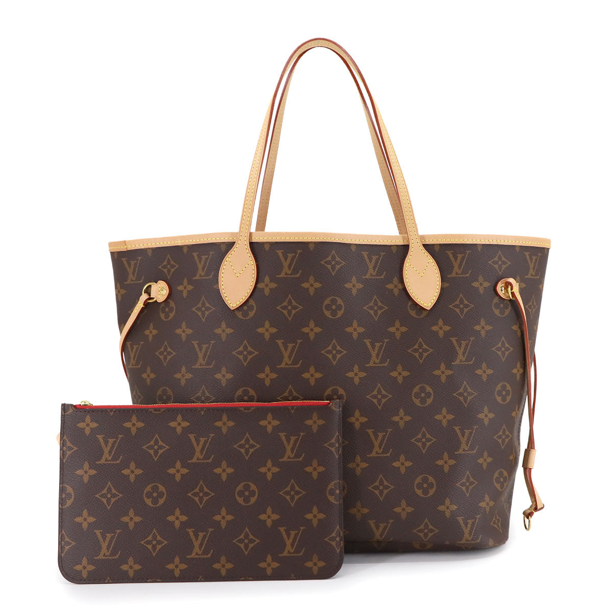 Monogram Neverfull MM Tote Bag Brown Cerise M46987