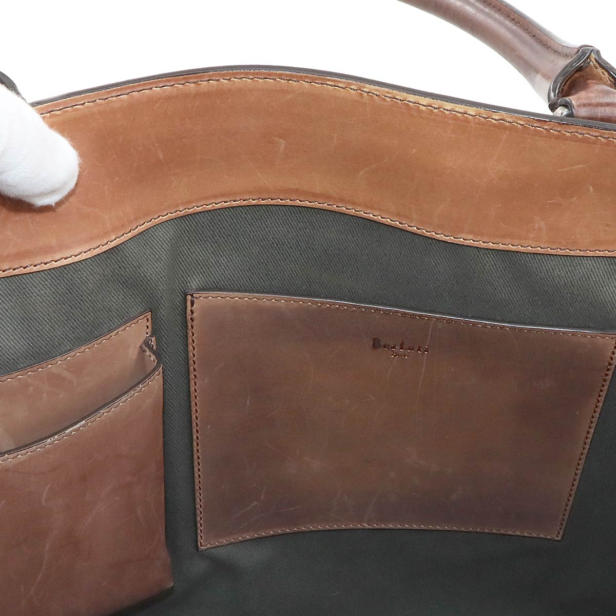 Calligraphy Toujours Tote Bag Venezia Leather Navy Purse