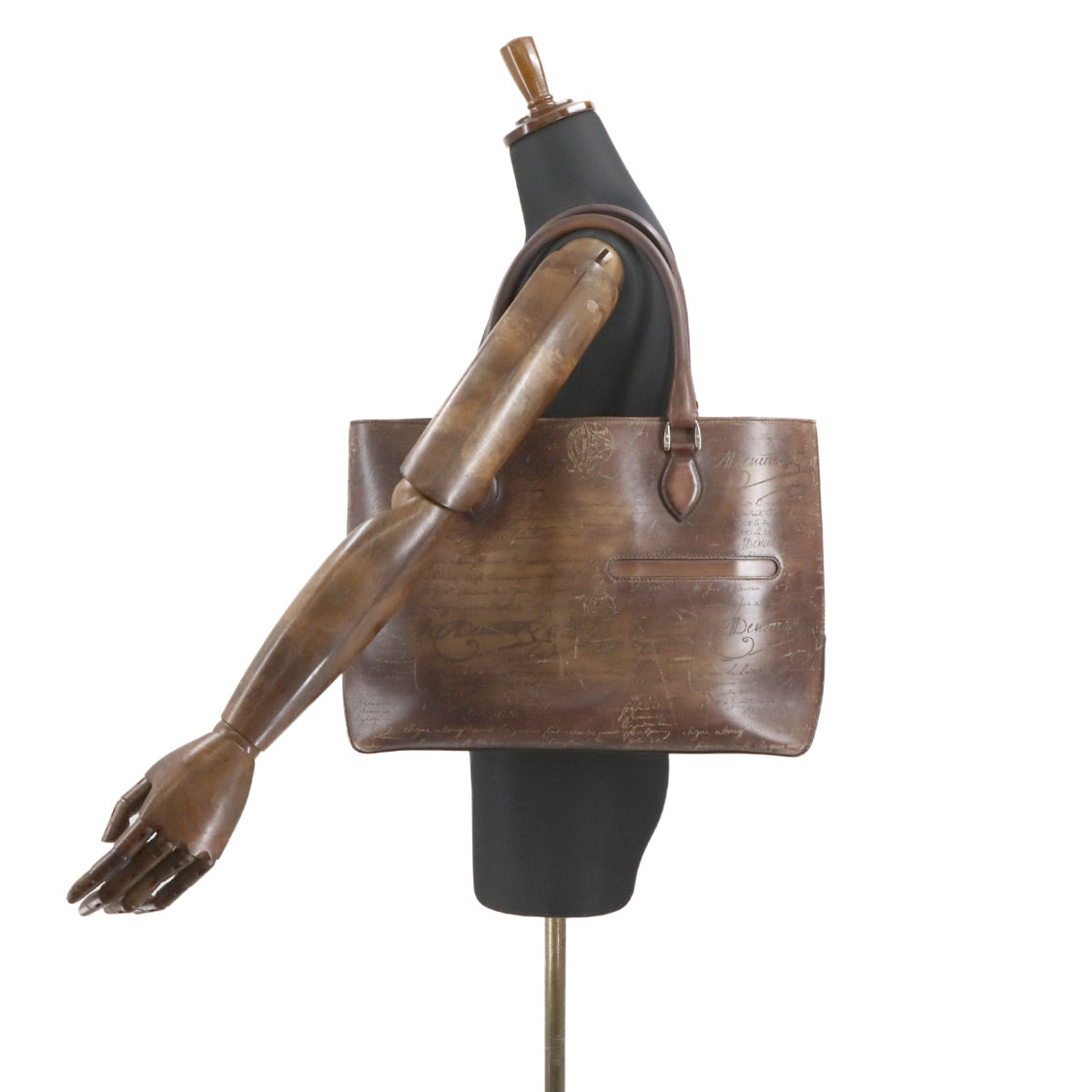 Calligraphy Toujours Tote Bag Venezia Leather Navy Purse