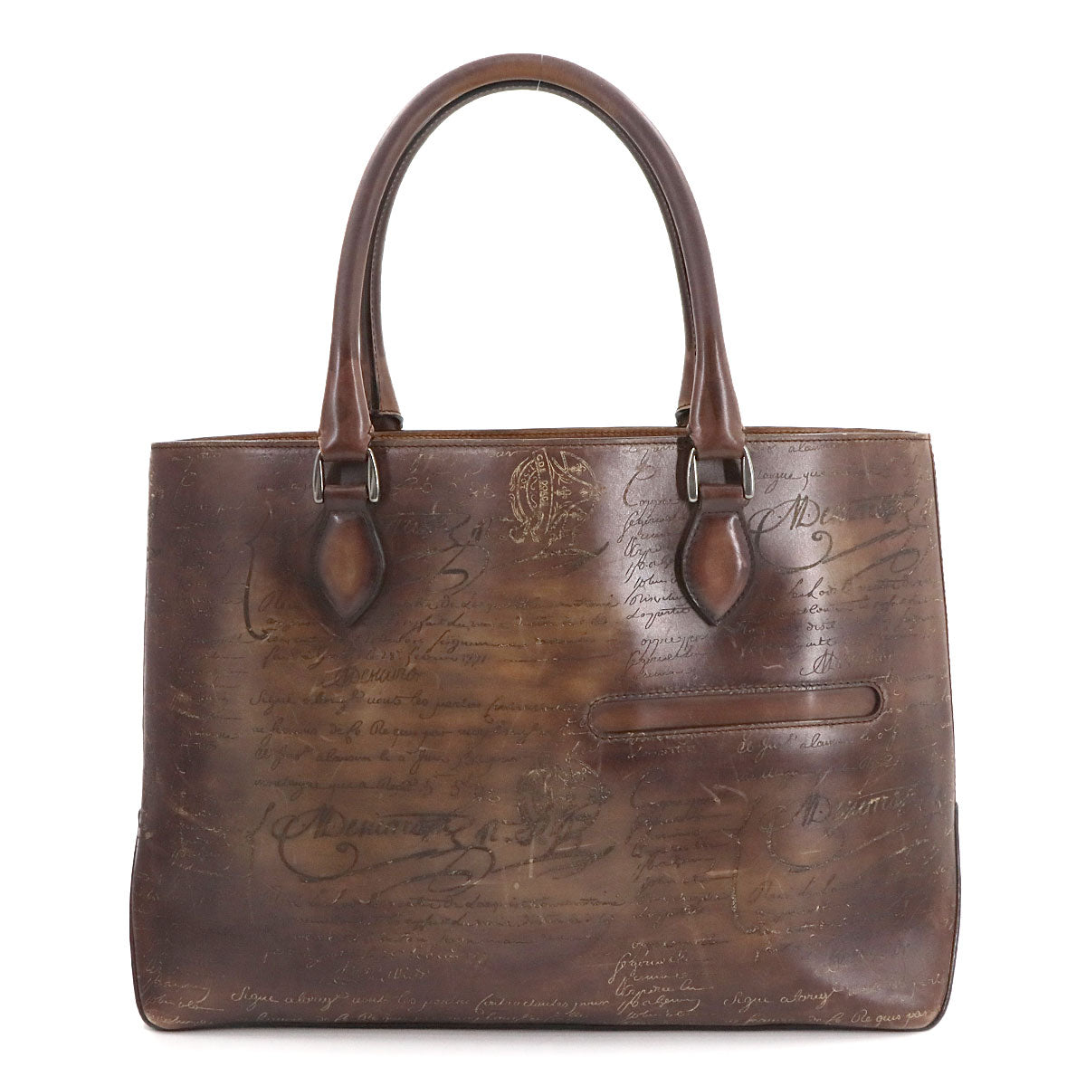 Calligraphy Toujours Tote Bag Venezia Leather Navy Purse