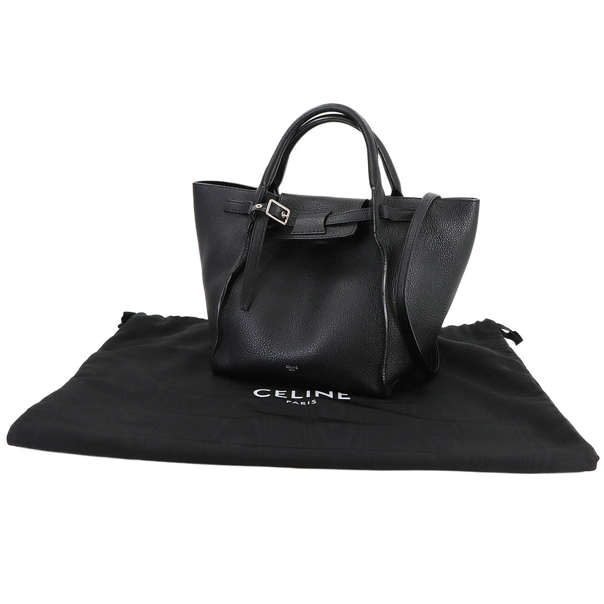 Big Bag Small With Longstrap Hand Shoulder Bag Leather Black