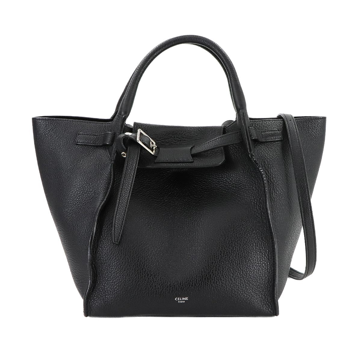 Big Bag Small With Longstrap Hand Shoulder Bag Leather Black