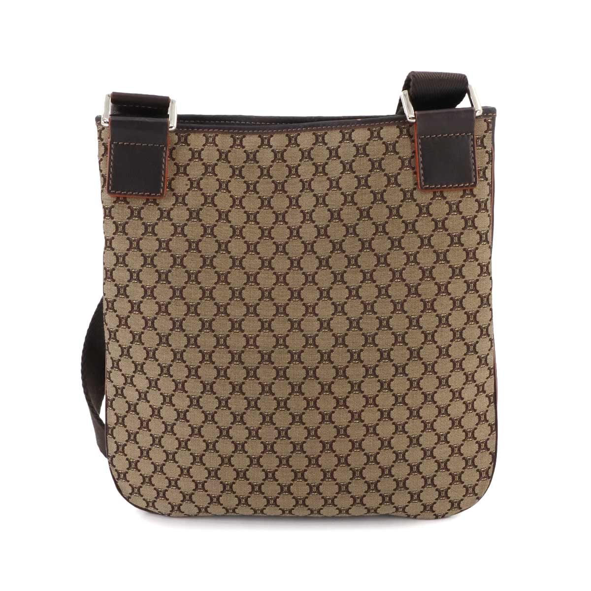 Macadam Shoulder Bag Canvas Leather Beige Brown Purse