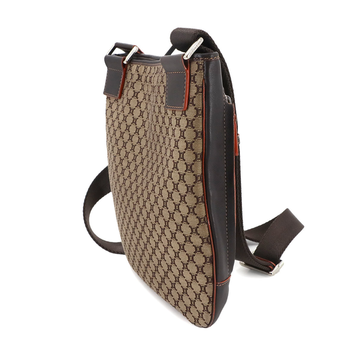 Macadam Shoulder Bag Canvas Leather Beige Brown Purse