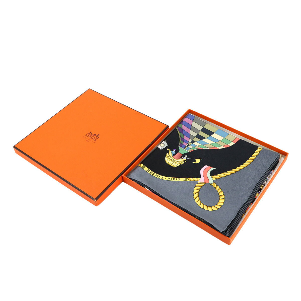 Carre 90 Scarf Les Folies Du Ciel Silk Dark Grey