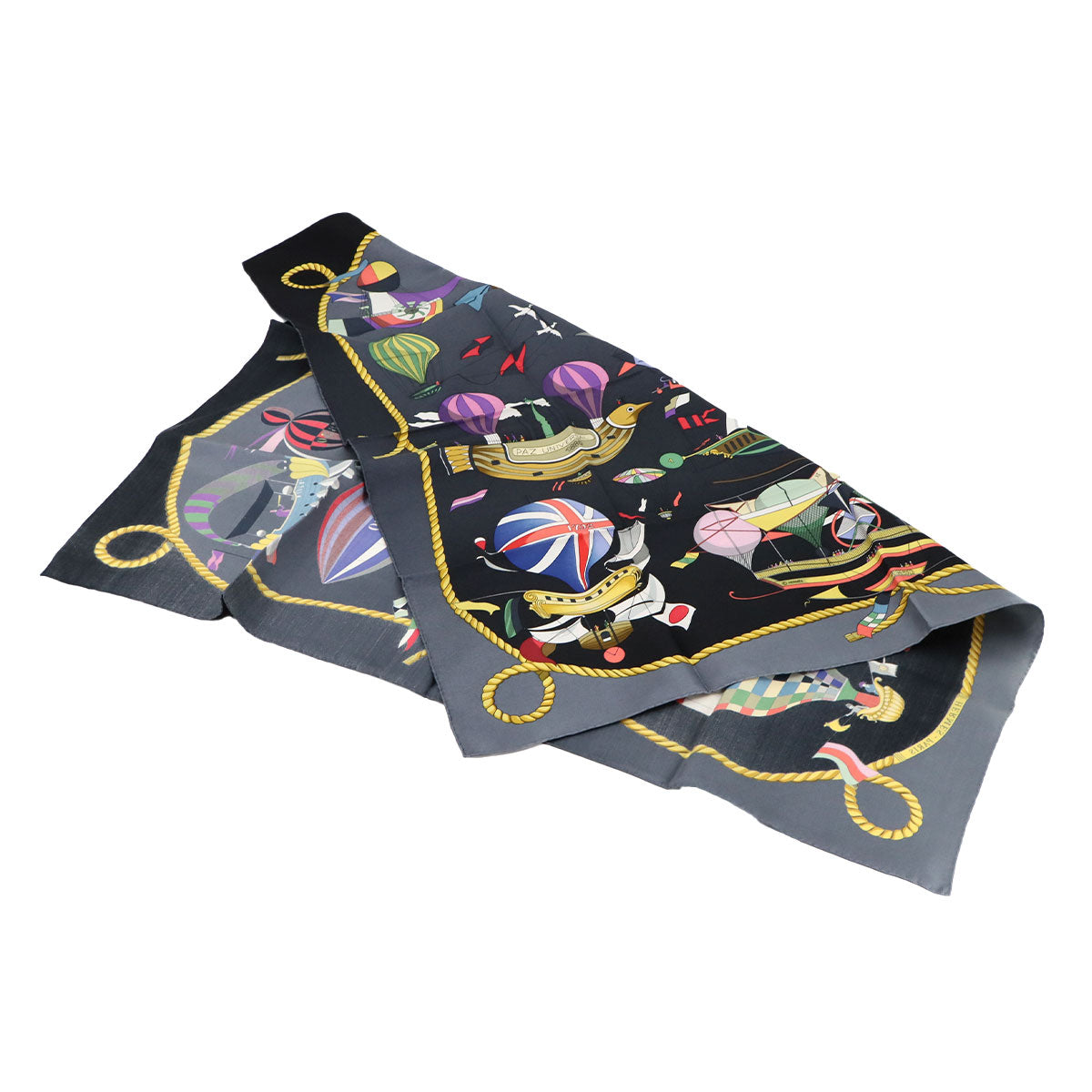 Carre 90 Scarf Les Folies Du Ciel Silk Dark Grey