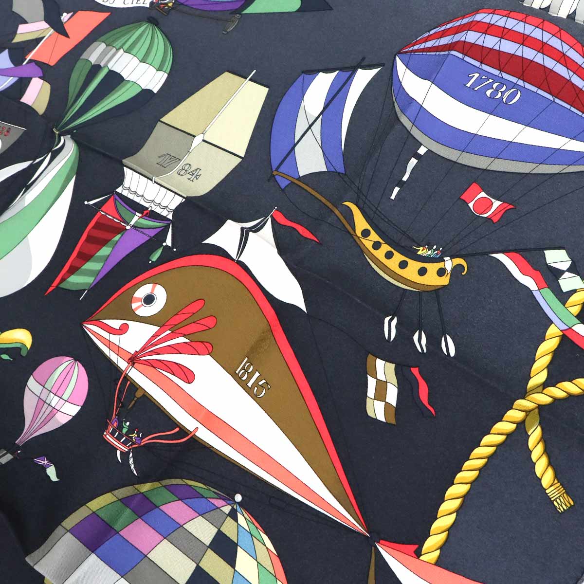 Carre 90 Scarf Les Folies Du Ciel Silk Dark Grey