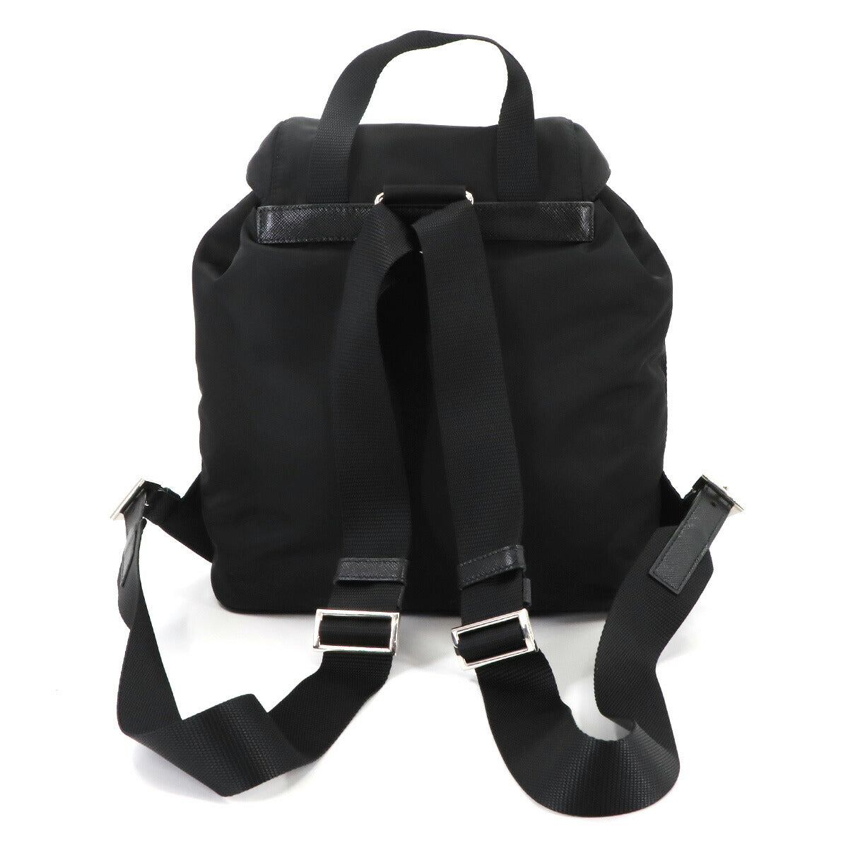Small Backpack Nylon Saffiano Leather Black 1BZ677 Purse