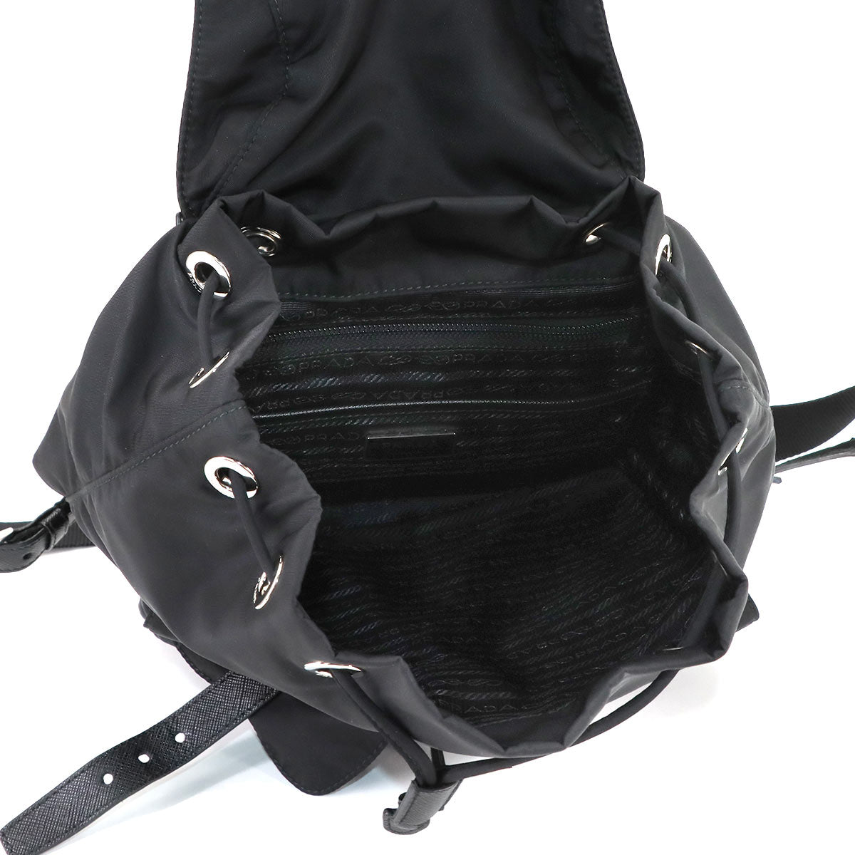 Small Backpack Nylon Saffiano Leather Black 1BZ677 Purse