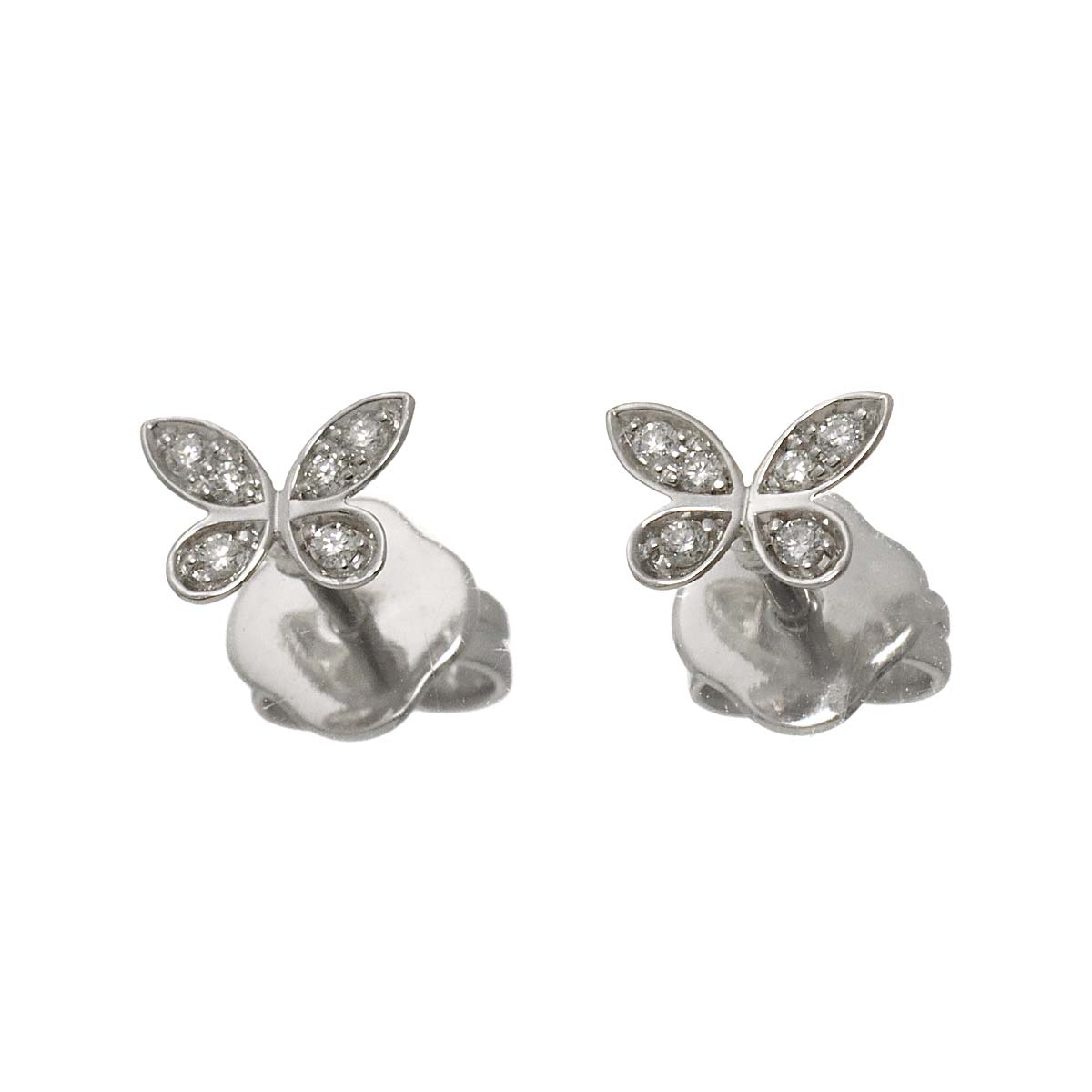 Pave butterfly Diamond Earrings Pierced 18K WG 750