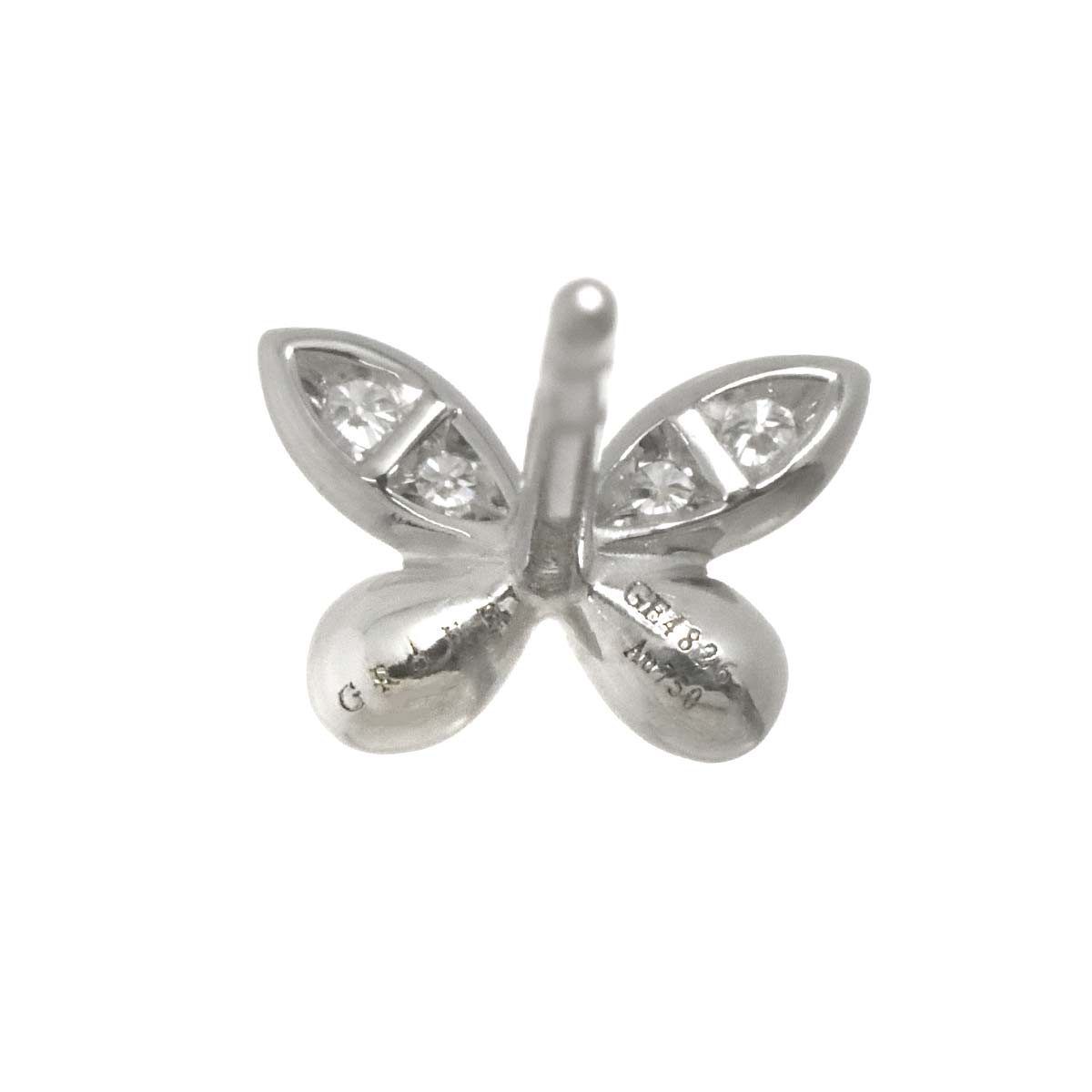 Pave butterfly Diamond Earrings Pierced 18K WG 750