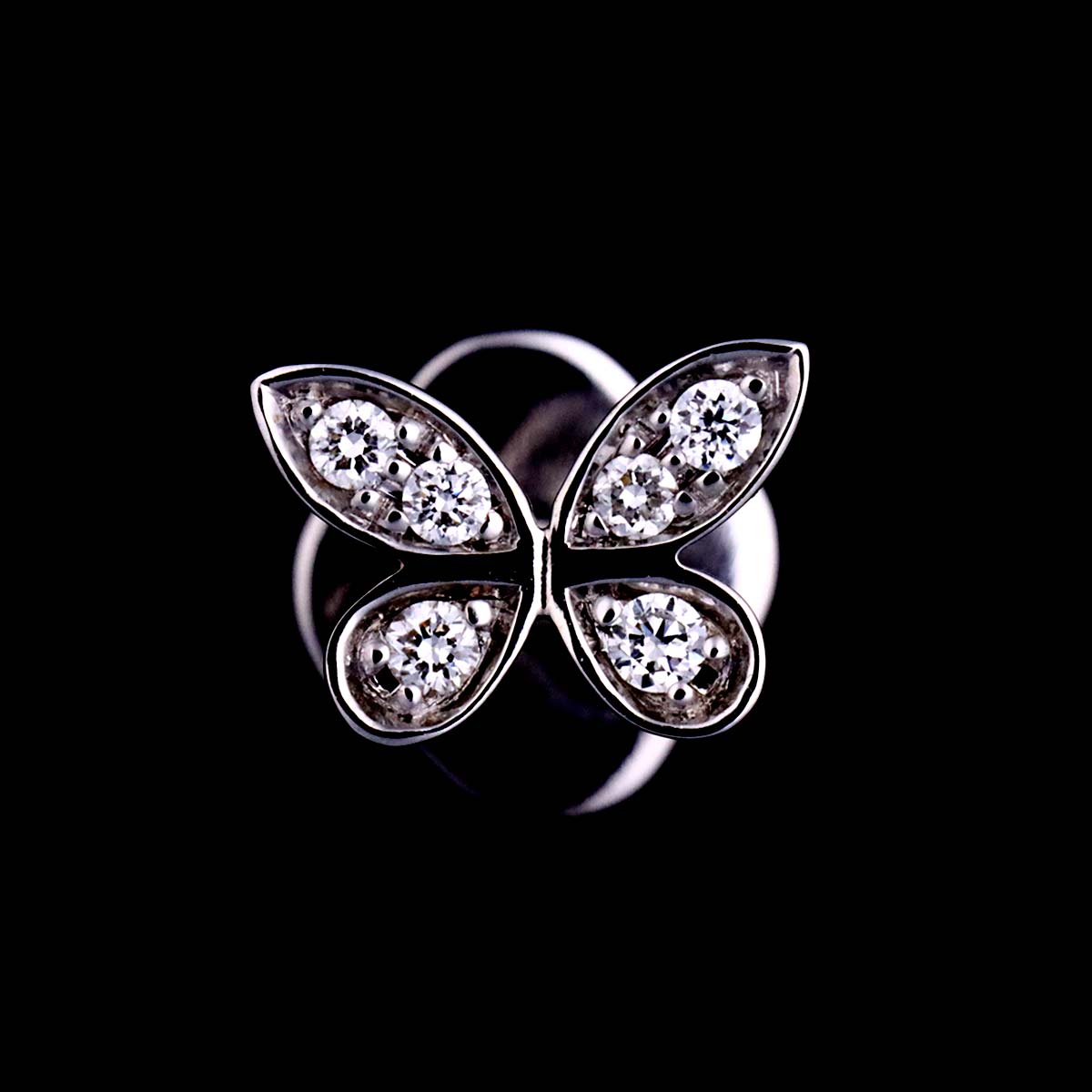 Pave butterfly Diamond Earrings Pierced 18K WG 750