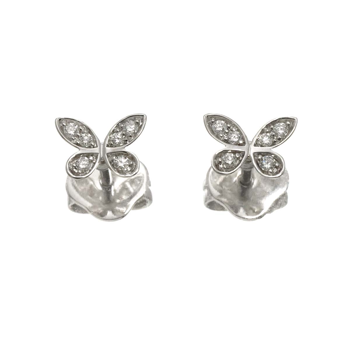 Pave butterfly Diamond Earrings Pierced 18K WG 750