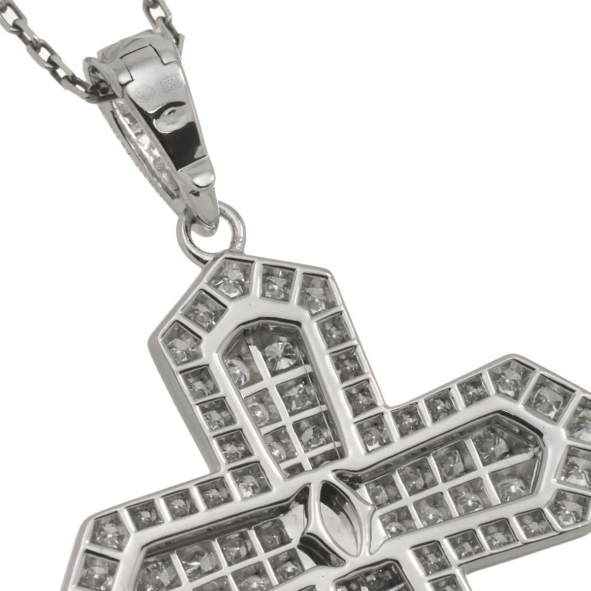 Diamond Cross Necklace 18K White Gold 750