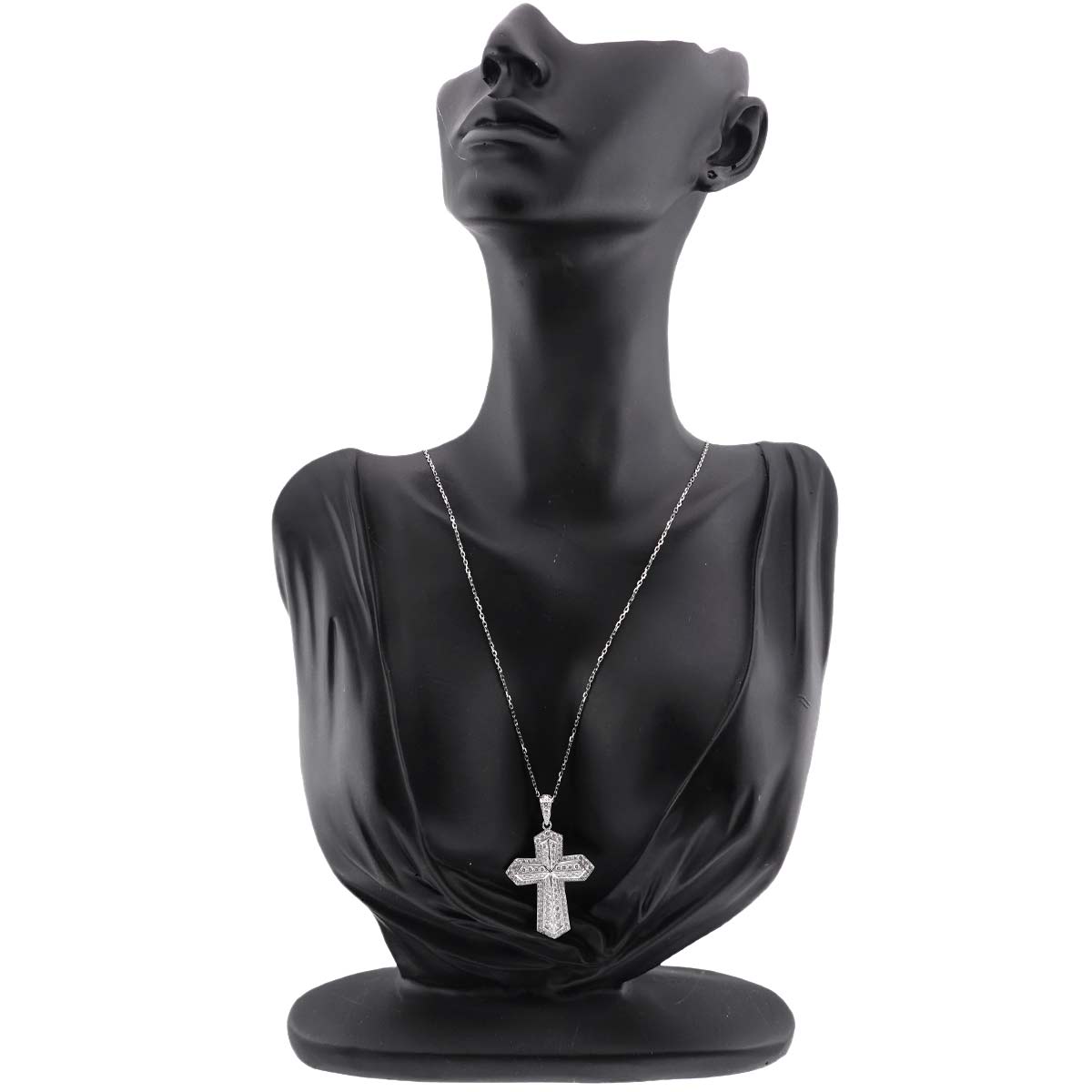 Diamond Cross Necklace 18K White Gold 750
