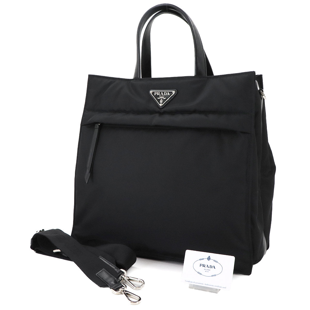 2way Tote Shoulder Bag Nylon Leather Black 2VG076 Purse