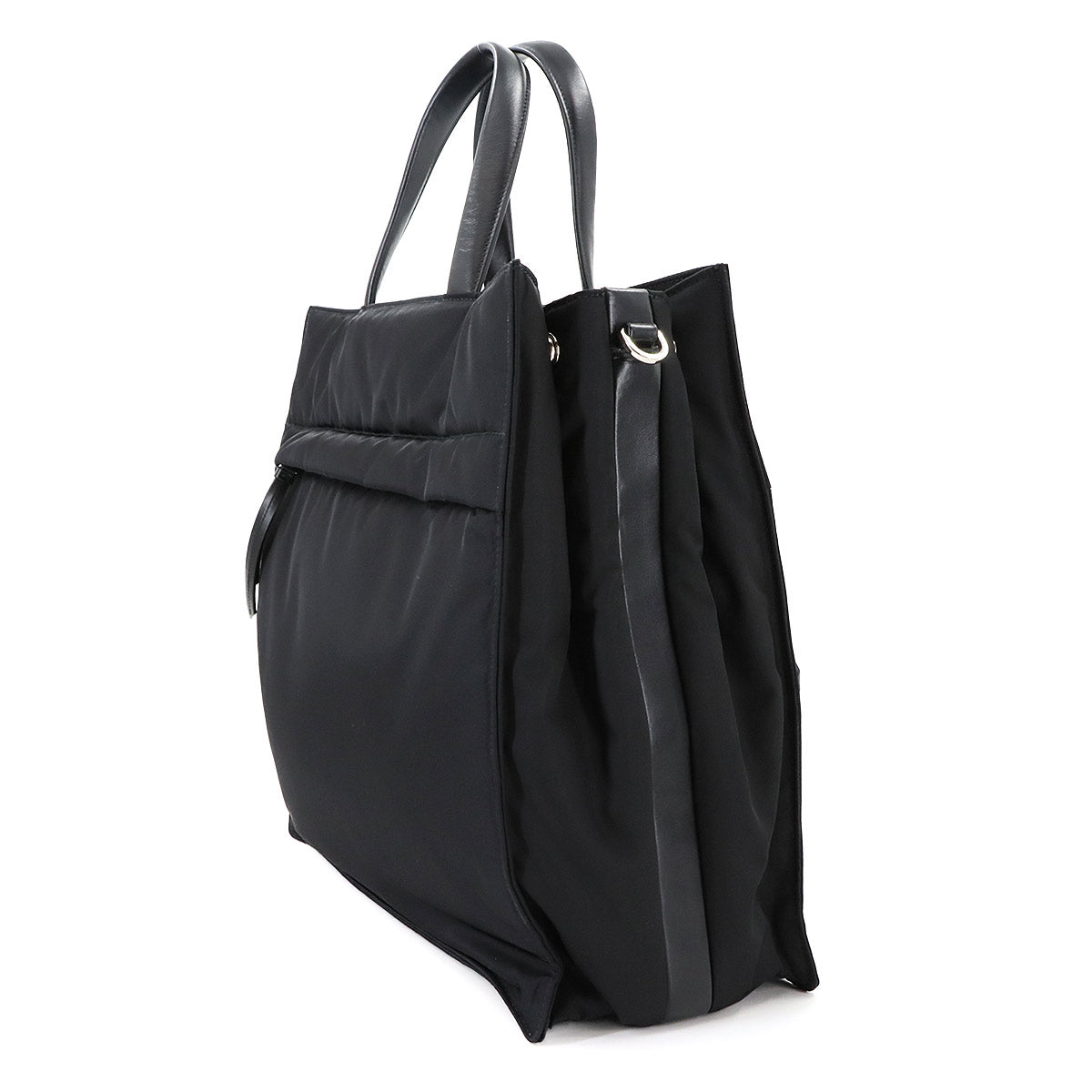 2way Tote Shoulder Bag Nylon Leather Black 2VG076 Purse