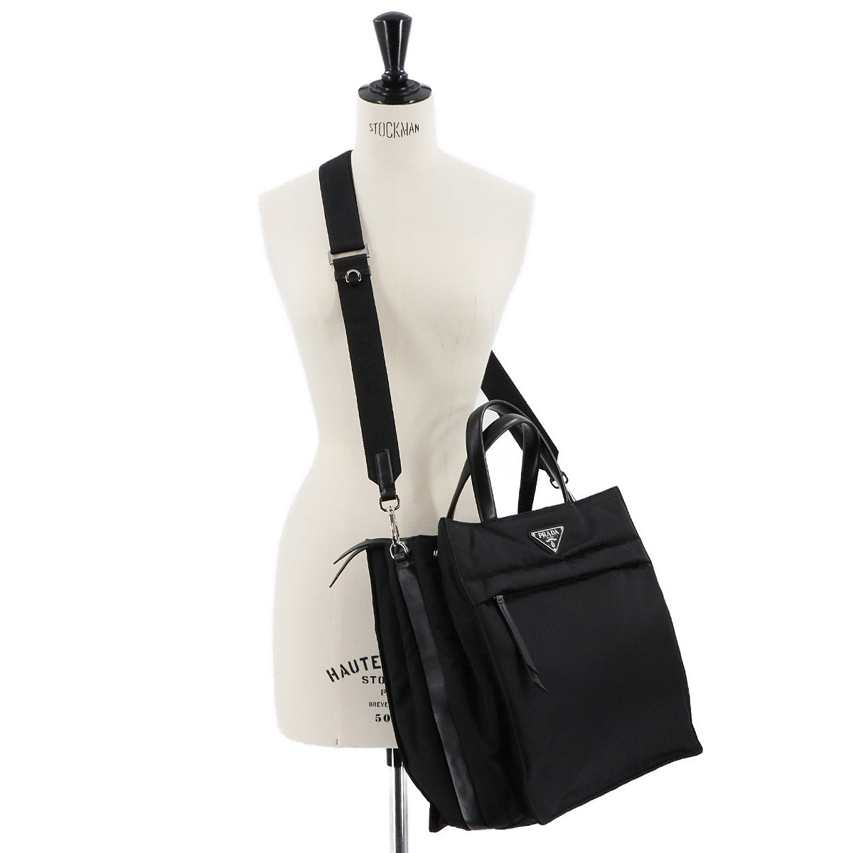 2way Tote Shoulder Bag Nylon Leather Black 2VG076 Purse