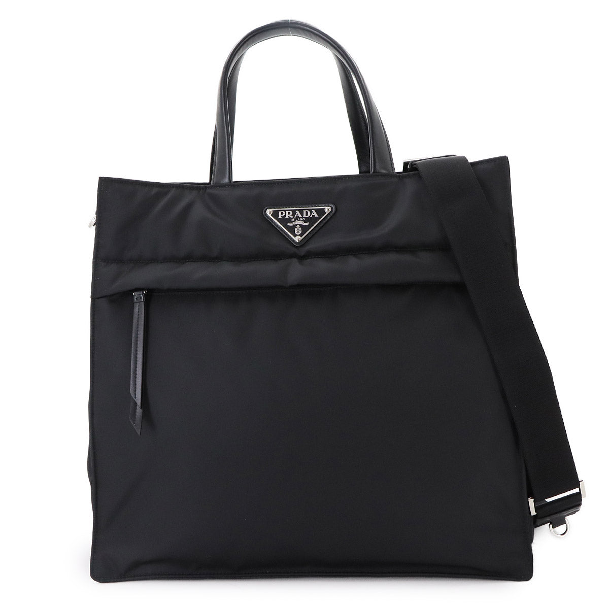 2way Tote Shoulder Bag Nylon Leather Black 2VG076 Purse