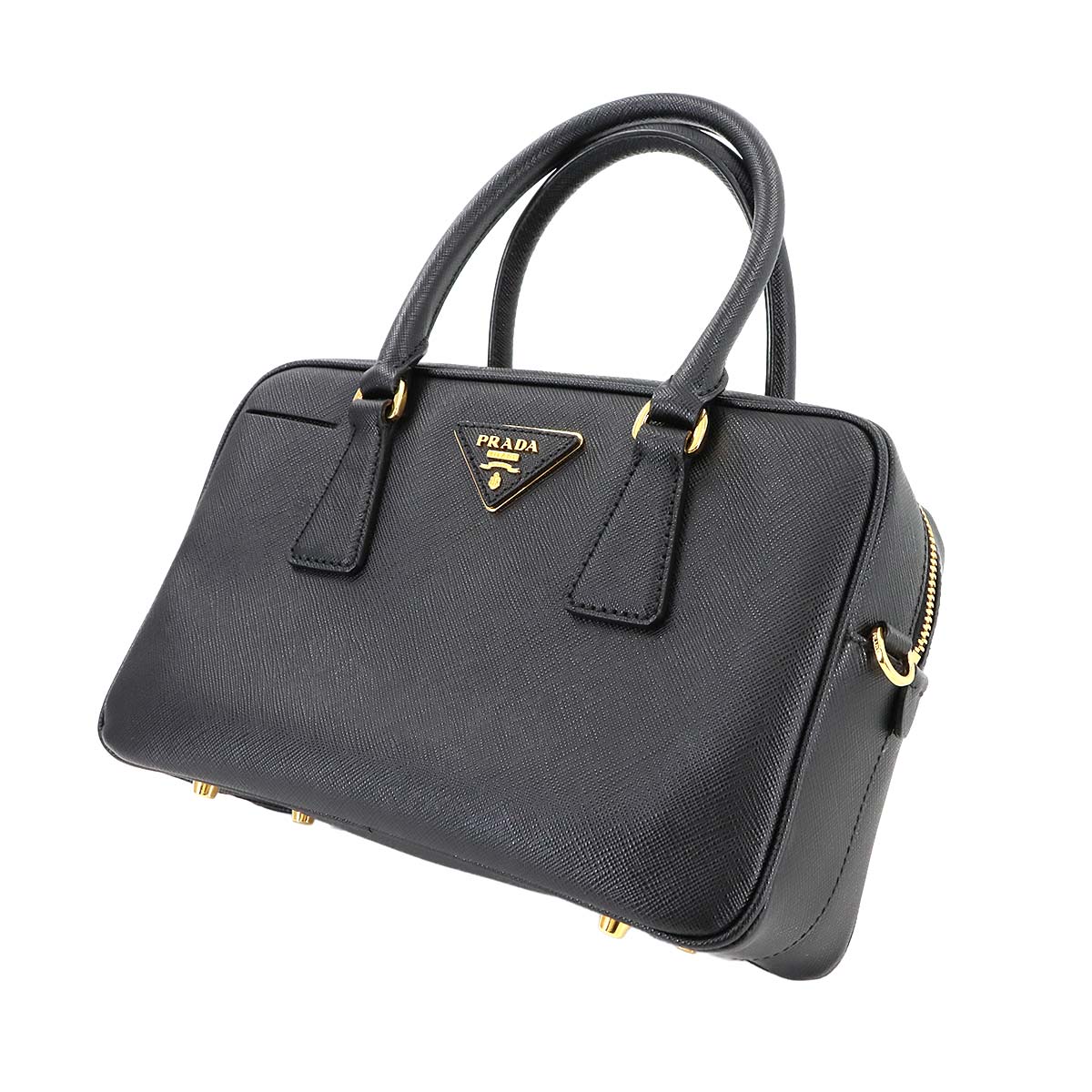 2way Hand Shoulder Bag Saffiano leather Black 1BB113 Purse