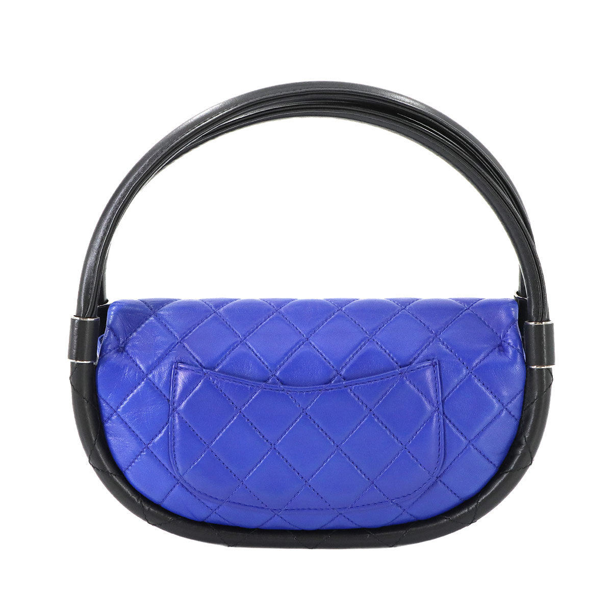 Matelasse Hula Hoop Hand Bag Leather Blue Black Purse