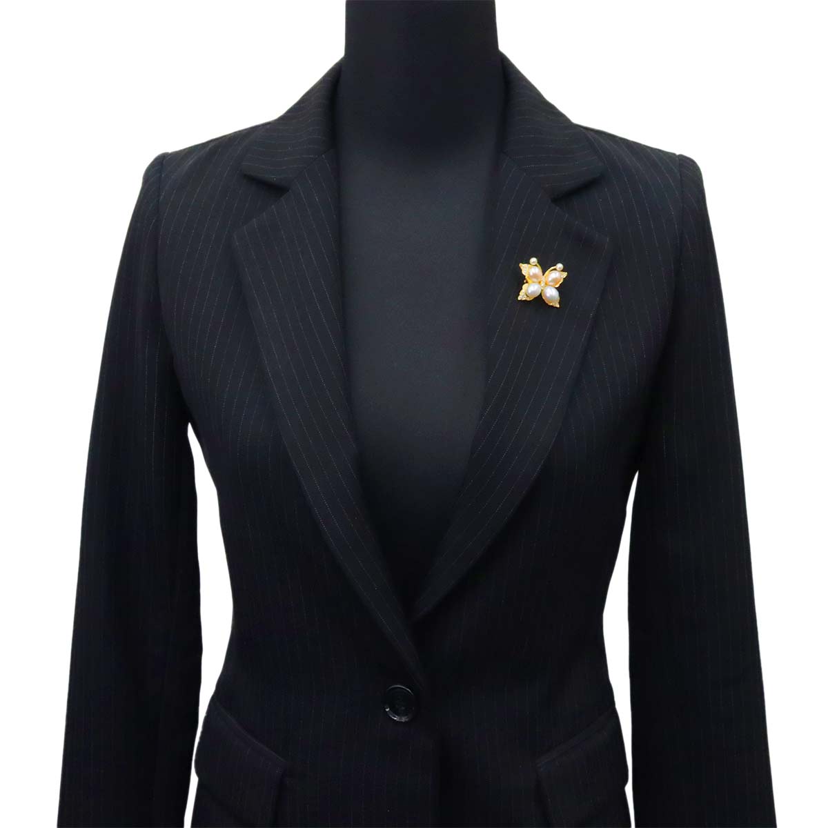 Freshwater pearl Diamond 0.43ct Brooch 18K YG Yellow Gold 750