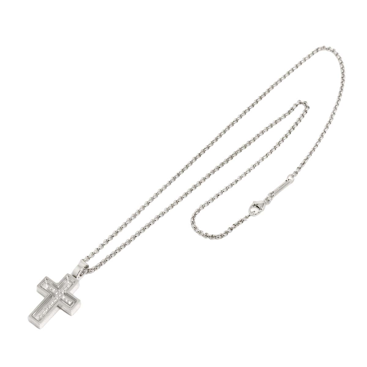 Happy Diamond Cross Necklace 18K White Gold 750
