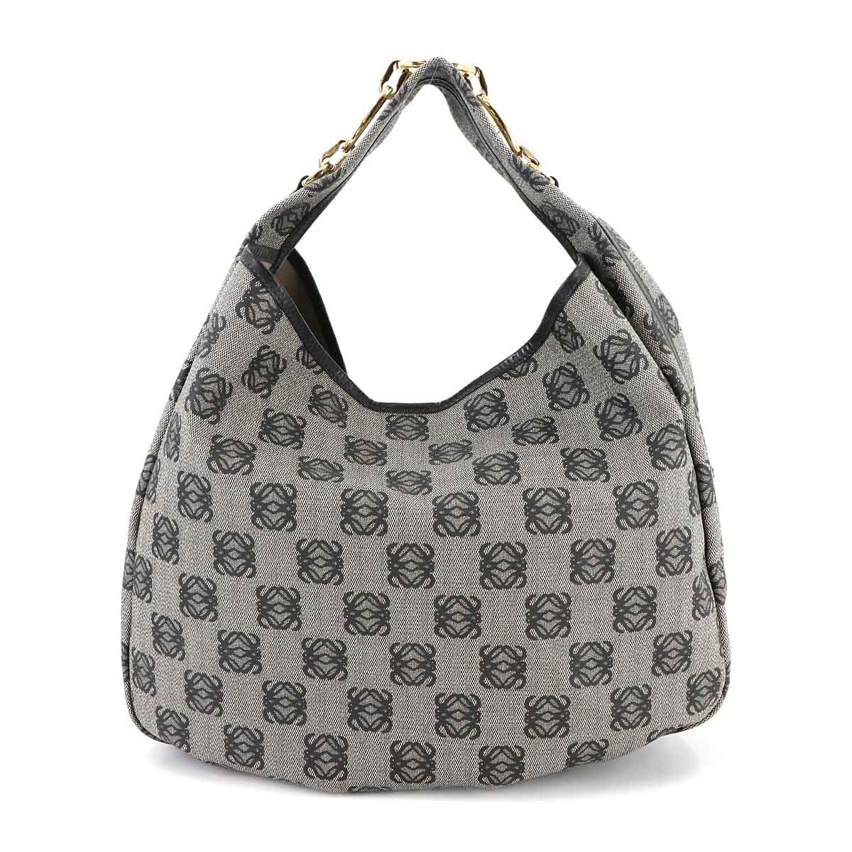 Anagram Shouder Bag PVC Leather Gray Black Purse